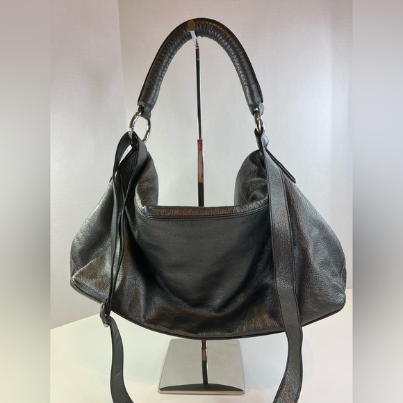 Plinio Visona Black Fold over Hobo Purse - Picture 2 of 16